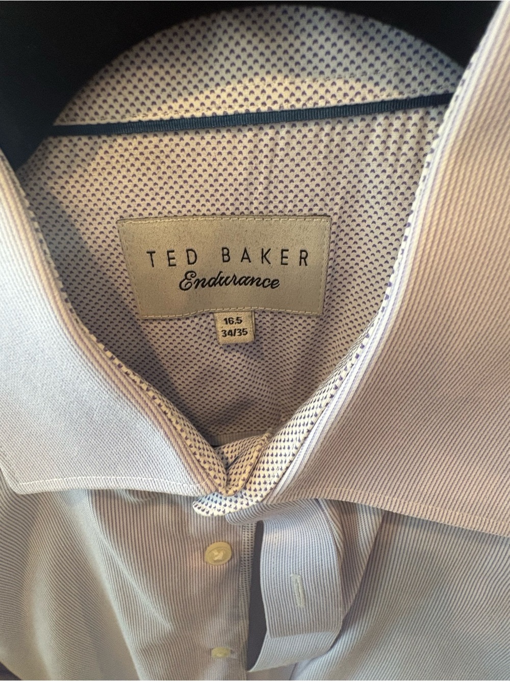 Ted Baker Men's Light Pink Stripe Dress Shirt with Contrast Trim